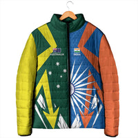 India vs Australia Custom Padded Jacket Blue vs Gold Cricket Heritage - Wonder Print Shop