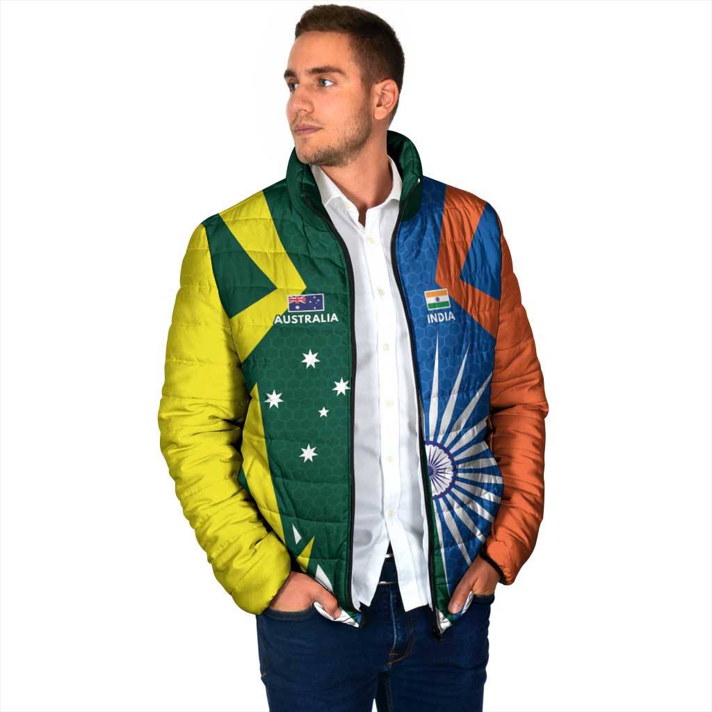 India vs Australia Custom Padded Jacket Blue vs Gold Cricket Heritage - Wonder Print Shop