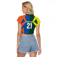 India vs Australia Custom Raglan Cropped T Shirt Blue vs Gold Cricket Heritage - Wonder Print Shop