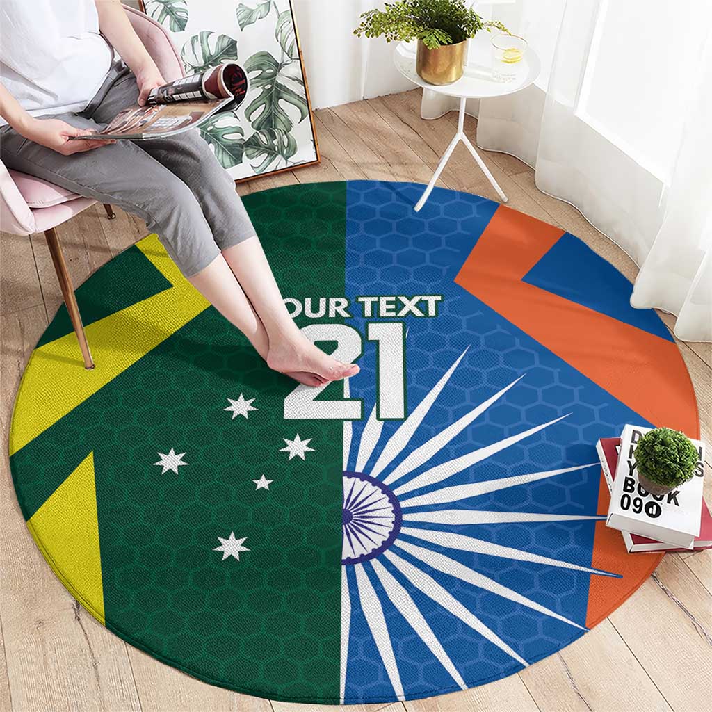 India vs Australia Custom Round Carpet Blue vs Gold Cricket Heritage - Wonder Print Shop