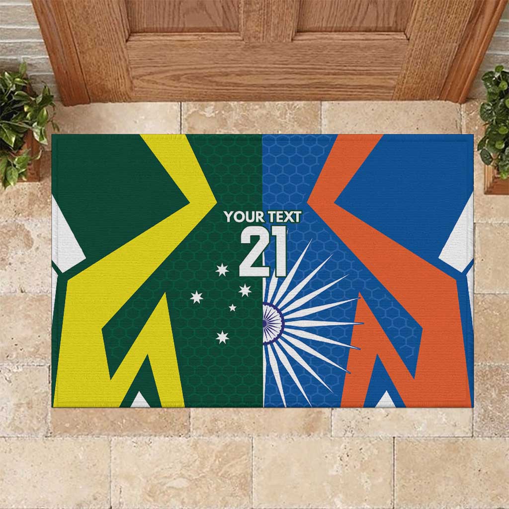 India vs Australia Custom Rubber Doormat Blue vs Gold Cricket Heritage - Wonder Print Shop