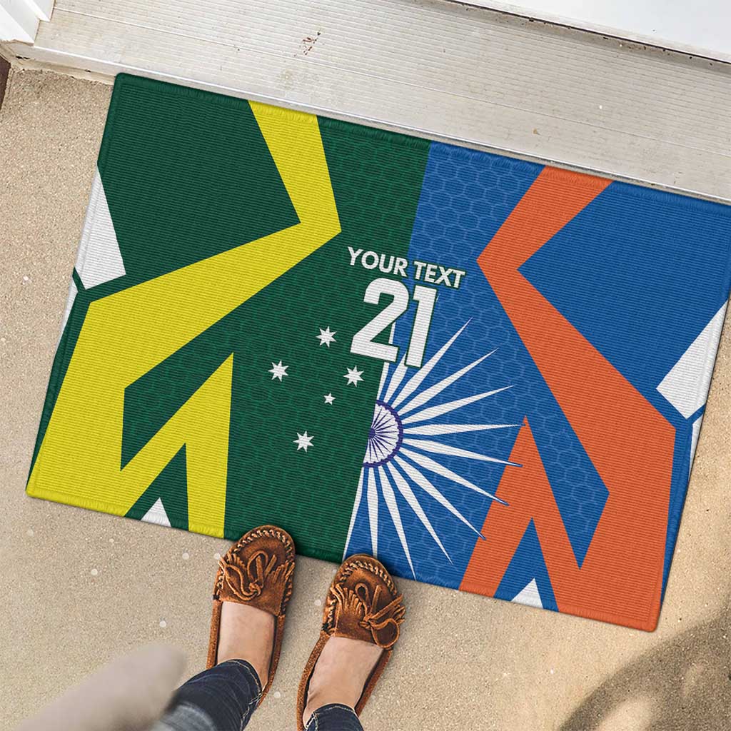 India vs Australia Custom Rubber Doormat Blue vs Gold Cricket Heritage - Wonder Print Shop