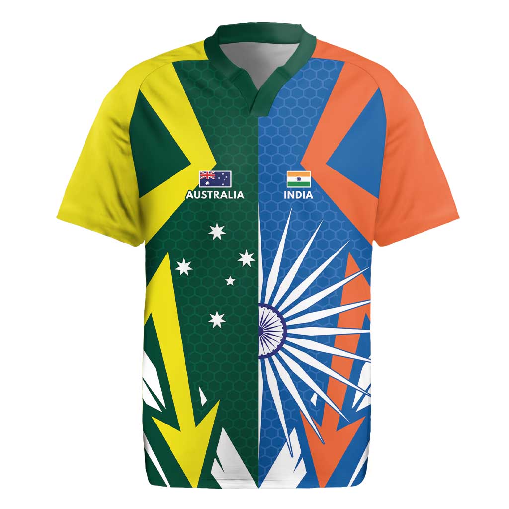 India vs Australia Custom Rugby Jersey Blue vs Gold Cricket Heritage - Wonder Print Shop