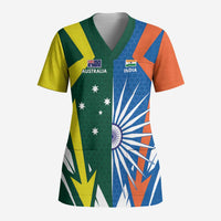 India vs Australia Custom Scrub Top Blue vs Gold Cricket Heritage - Wonder Print Shop