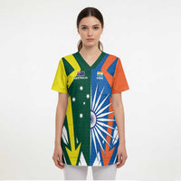 India vs Australia Custom Scrub Top Blue vs Gold Cricket Heritage - Wonder Print Shop