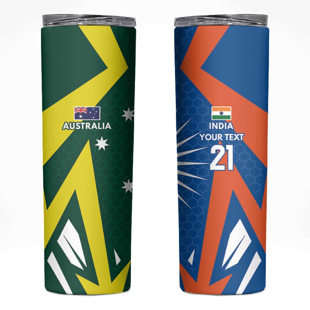 India vs Australia Custom Skinny Tumbler Blue vs Gold Cricket Heritage - Wonder Print Shop