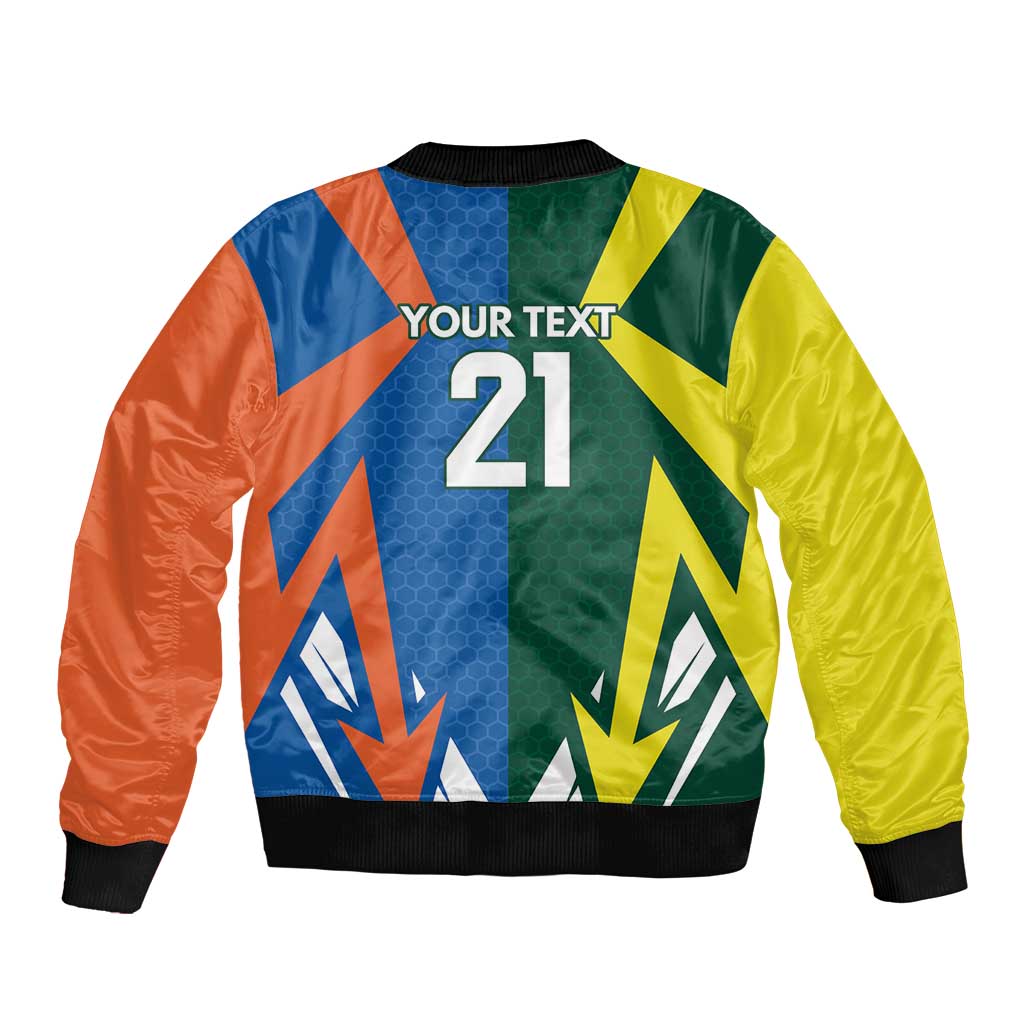 India vs Australia Custom Sleeve Zip Bomber Jacket Blue vs Gold Cricket Heritage - Wonder Print Shop