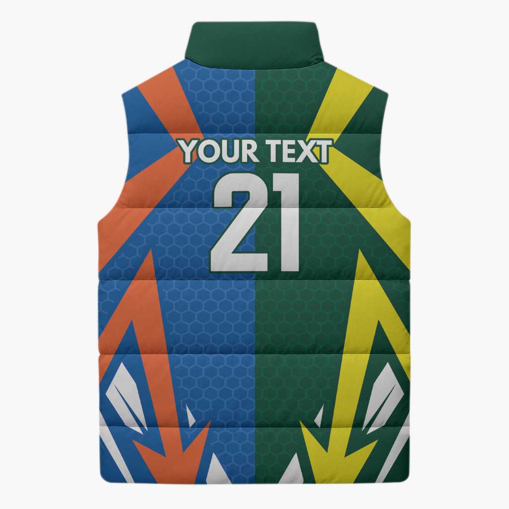 India vs Australia Custom Sleeveless Puffer Jacket Blue vs Gold Cricket Heritage - Wonder Print Shop