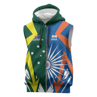 India vs Australia Custom Sleeveless Zip Hoodie Blue vs Gold Cricket Heritage - Wonder Print Shop