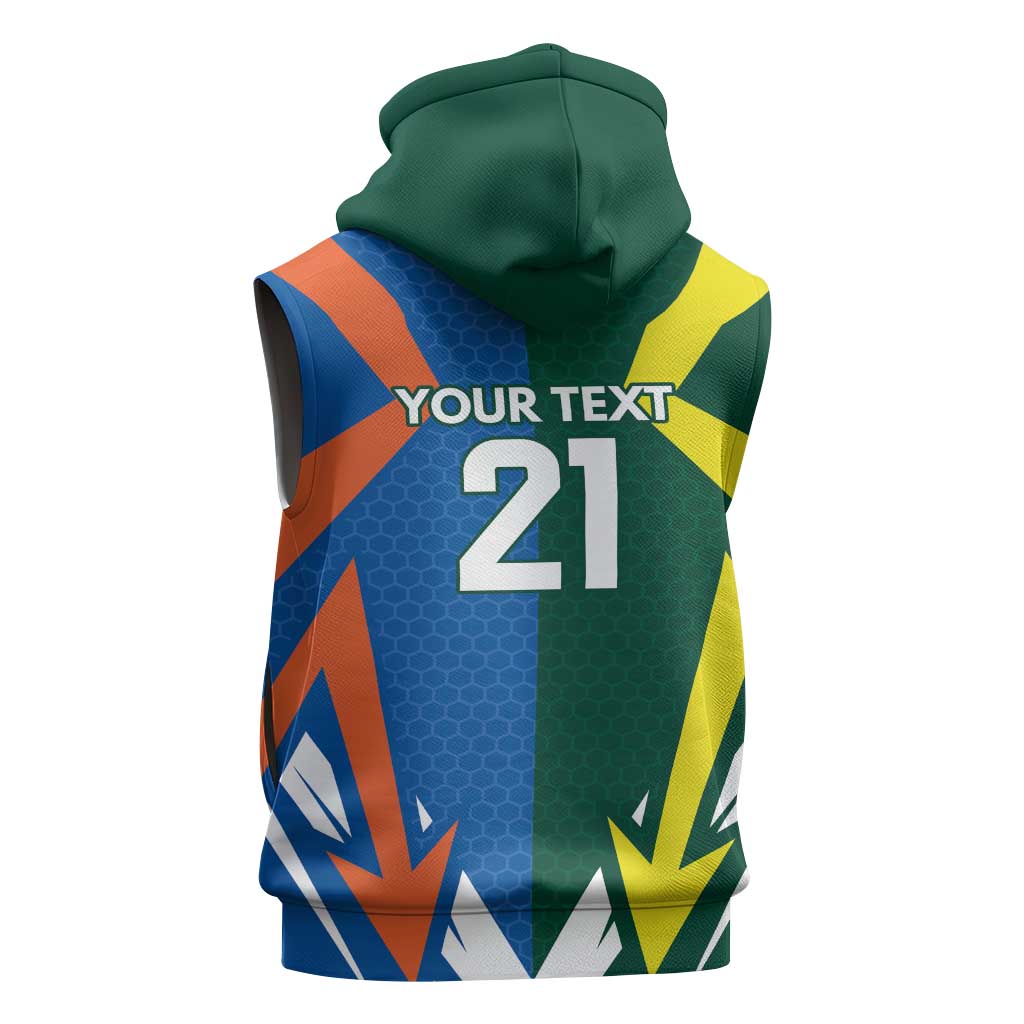 India vs Australia Custom Sleeveless Zip Hoodie Blue vs Gold Cricket Heritage - Wonder Print Shop