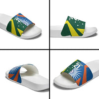 India vs Australia Custom Slide Sandals Blue vs Gold Cricket Heritage - Wonder Print Shop