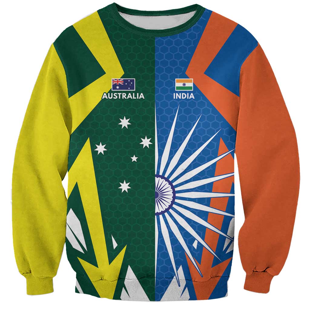 India vs Australia Custom Sweatshirt Blue vs Gold Cricket Heritage - Wonder Print Shop