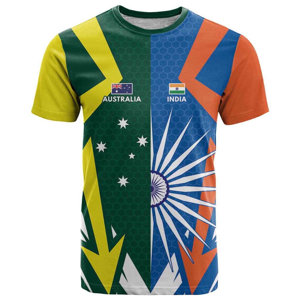 India vs Australia Custom T Shirt Blue vs Gold Cricket Heritage - Wonder Print Shop