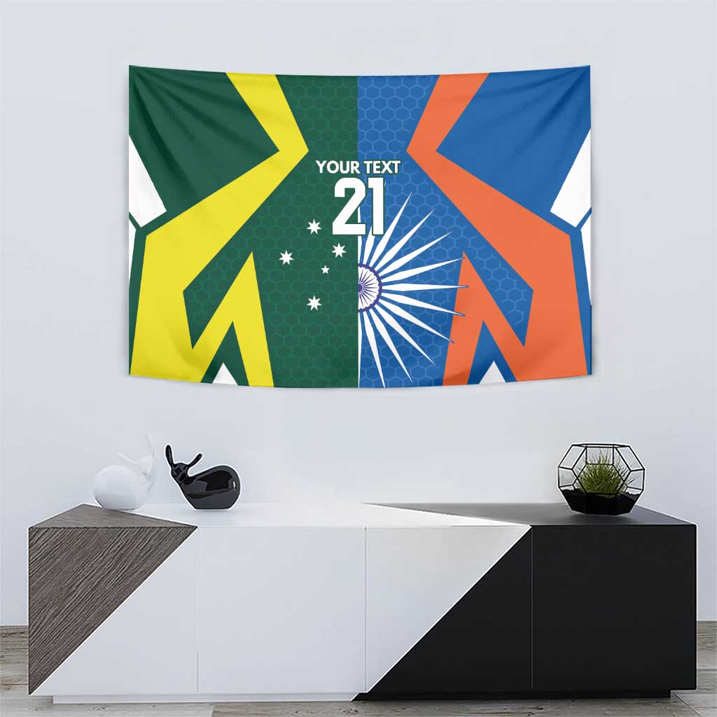India vs Australia Custom Tapestry Blue vs Gold Cricket Heritage - Wonder Print Shop