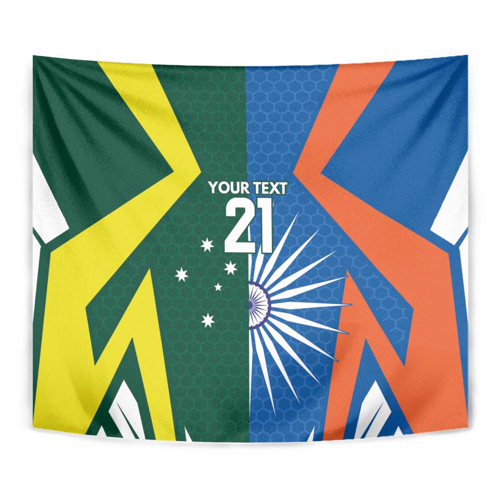 India vs Australia Custom Tapestry Blue vs Gold Cricket Heritage - Wonder Print Shop