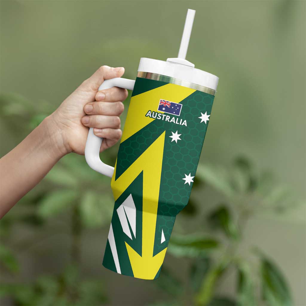 India vs Australia Custom Tumbler With Handle Blue vs Gold Cricket Heritage - Wonder Print Shop