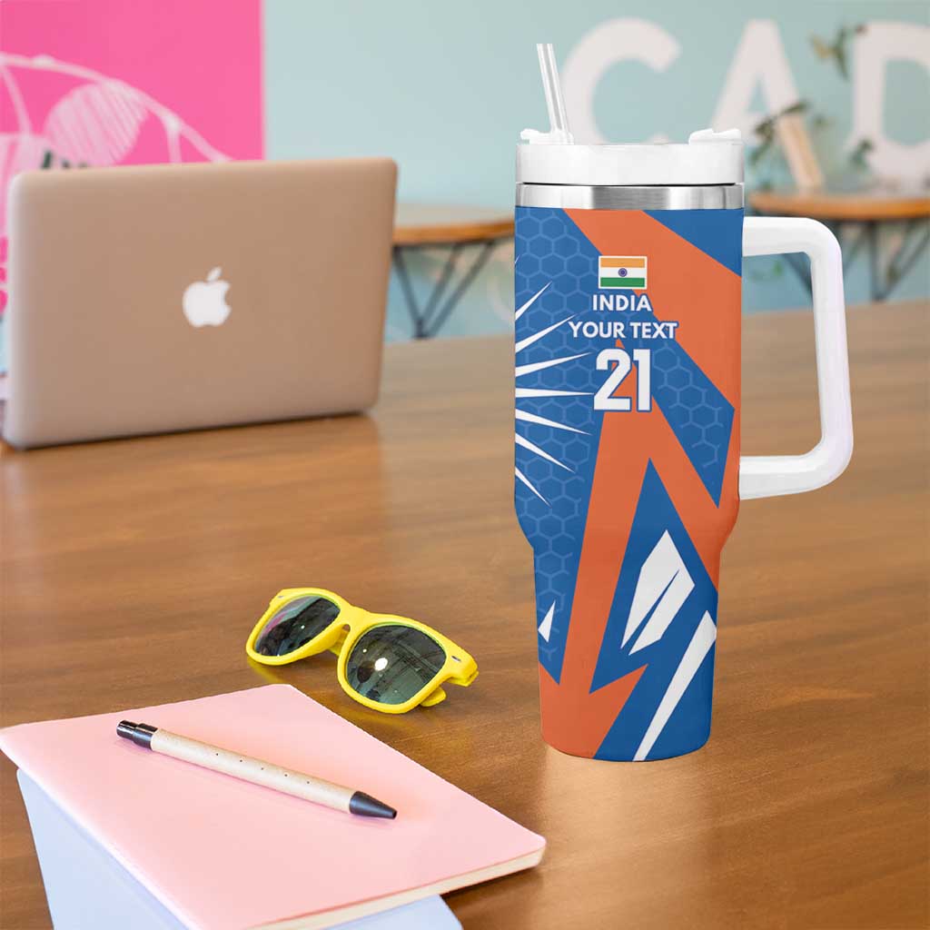 India vs Australia Custom Tumbler With Handle Blue vs Gold Cricket Heritage - Wonder Print Shop