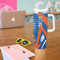 India vs Australia Custom Tumbler With Handle Blue vs Gold Cricket Heritage - Wonder Print Shop