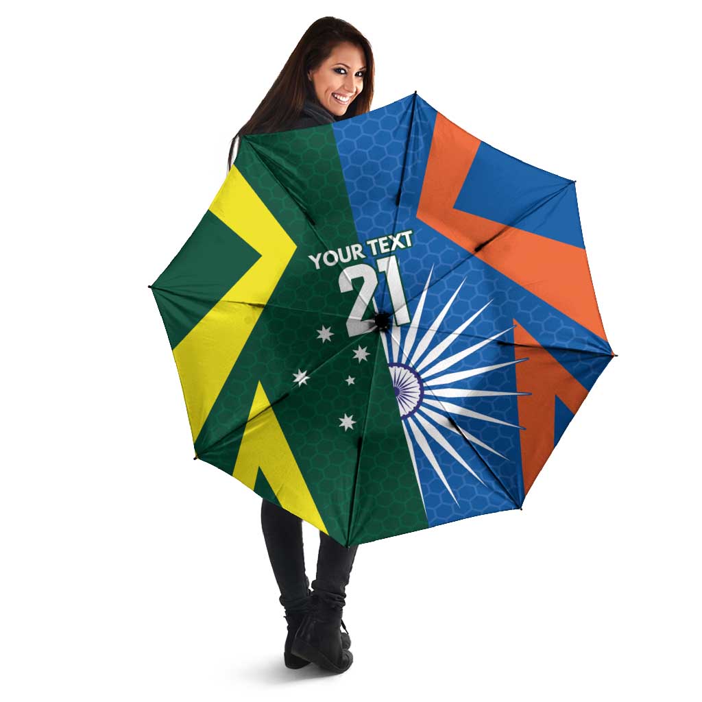 India vs Australia Custom Umbrella Blue vs Gold Cricket Heritage - Wonder Print Shop