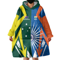 India vs Australia Custom Wearable Blanket Hoodie Blue vs Gold Cricket Heritage - Wonder Print Shop