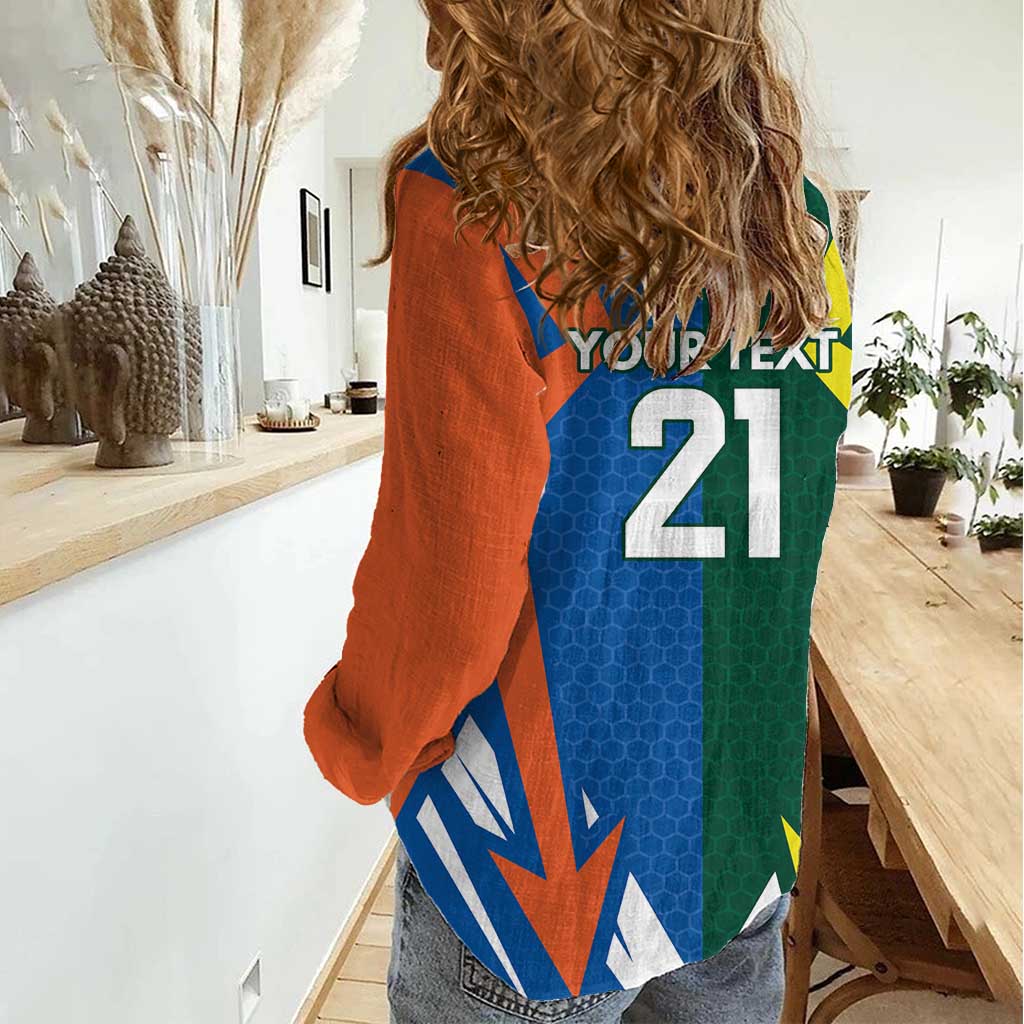 India vs Australia Custom Women Casual Shirt Blue vs Gold Cricket Heritage - Wonder Print Shop