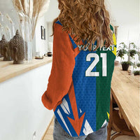 India vs Australia Custom Women Casual Shirt Blue vs Gold Cricket Heritage - Wonder Print Shop