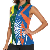 India vs Australia Custom Women Sleeveless Polo Shirt Blue vs Gold Cricket Heritage - Wonder Print Shop