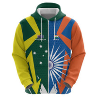 India vs Australia Custom Zip Hoodie Blue vs Gold Cricket Heritage - Wonder Print Shop