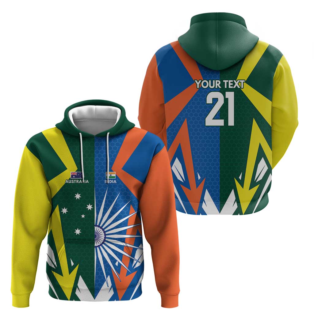 India vs Australia Custom Zip Hoodie Blue vs Gold Cricket Heritage - Wonder Print Shop
