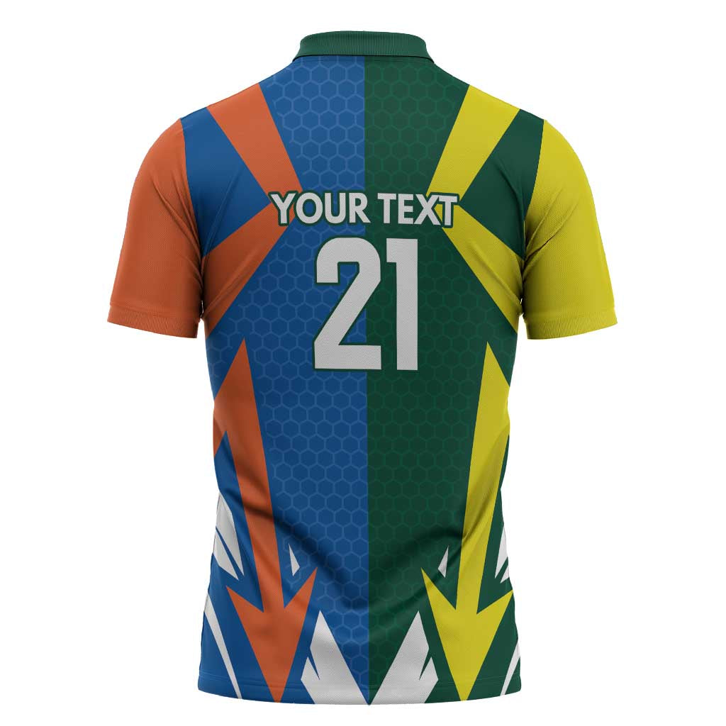 India vs Australia Custom Zipper Polo Shirt Blue vs Gold Cricket Heritage - Wonder Print Shop