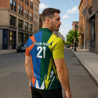 India vs Australia Custom Zipper Polo Shirt Blue vs Gold Cricket Heritage - Wonder Print Shop