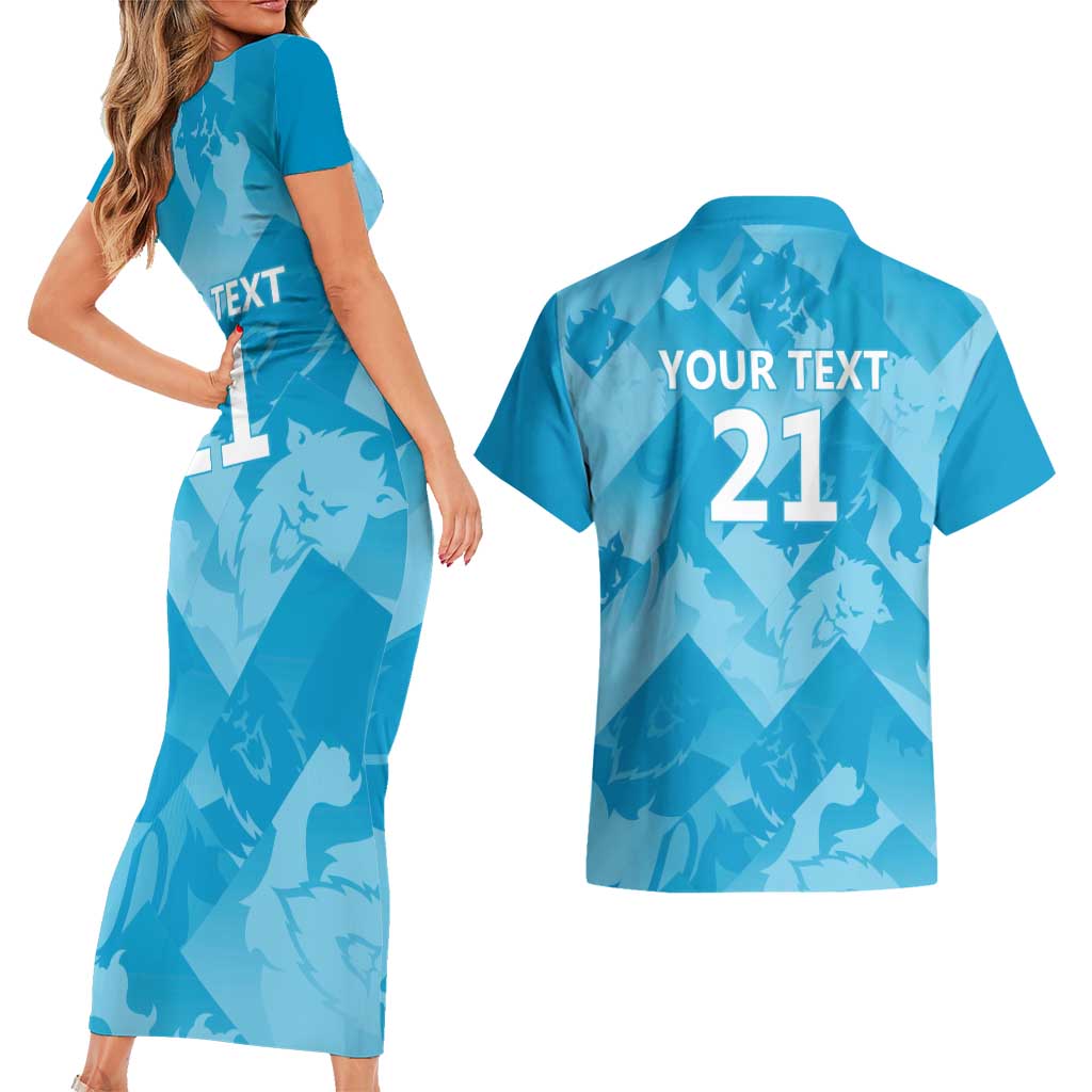 England Cricket Custom Couples Matching Short Sleeve Bodycon Dress and Hawaiian Shirt Three Lions Inspiration LT9 - Wonder Print Shop