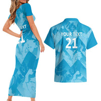 England Cricket Custom Couples Matching Short Sleeve Bodycon Dress and Hawaiian Shirt Three Lions Inspiration LT9 - Wonder Print Shop