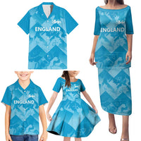 England Cricket Custom Family Matching Puletasi and Hawaiian Shirt Three Lions Inspiration - Wonder Print Shop