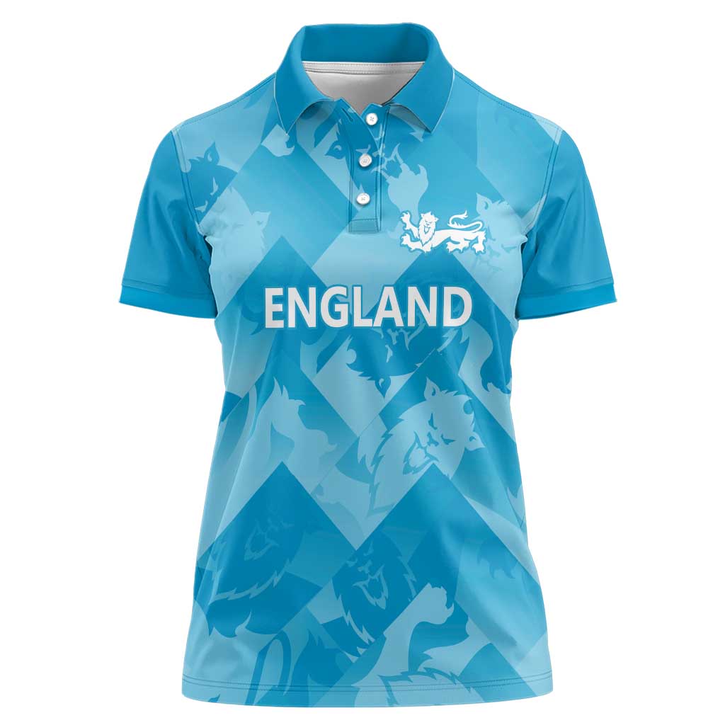 England Cricket Custom Women Polo Shirt Three Lions Inspiration - Wonder Print Shop