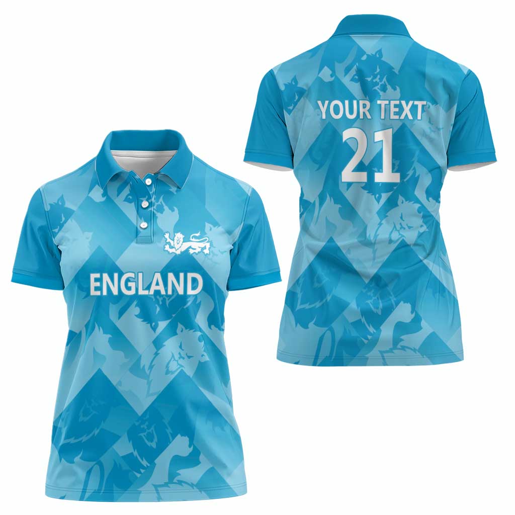 England Cricket Custom Women Polo Shirt Three Lions Inspiration - Wonder Print Shop