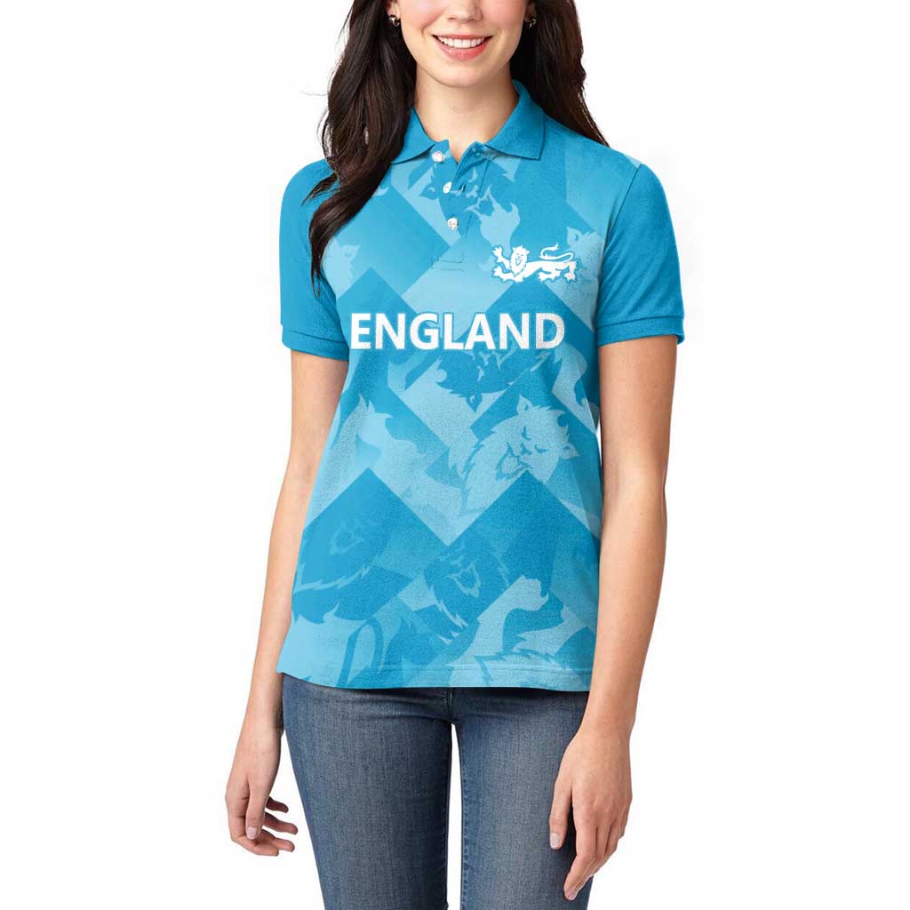 England Cricket Custom Women Polo Shirt Three Lions Inspiration - Wonder Print Shop
