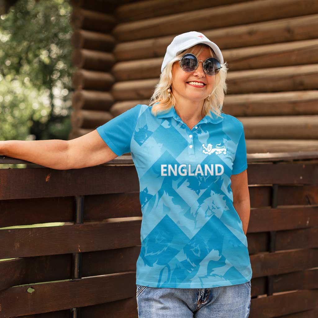 England Cricket Custom Women Polo Shirt Three Lions Inspiration - Wonder Print Shop