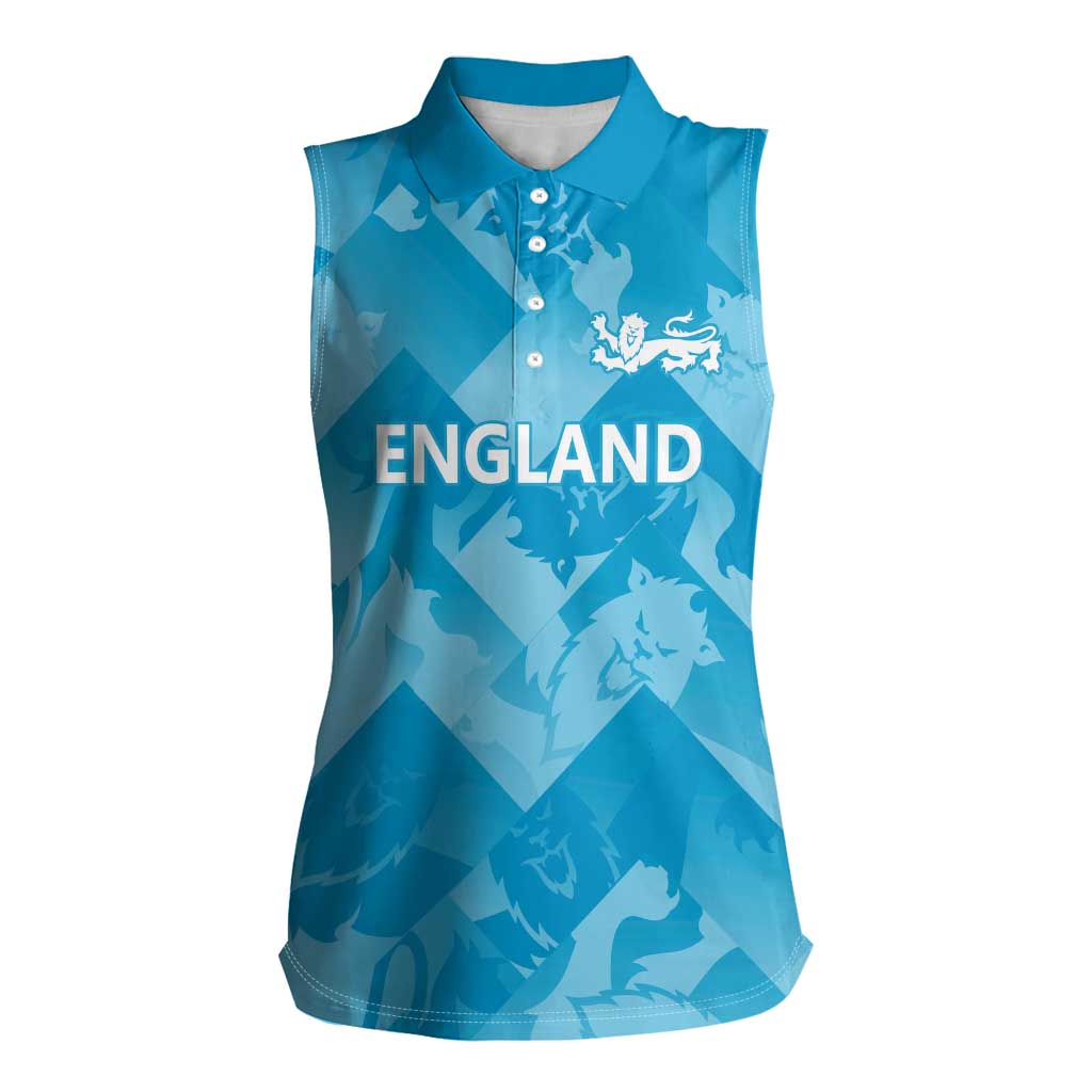 England Cricket Custom Women Sleeveless Polo Shirt Three Lions Inspiration - Wonder Print Shop