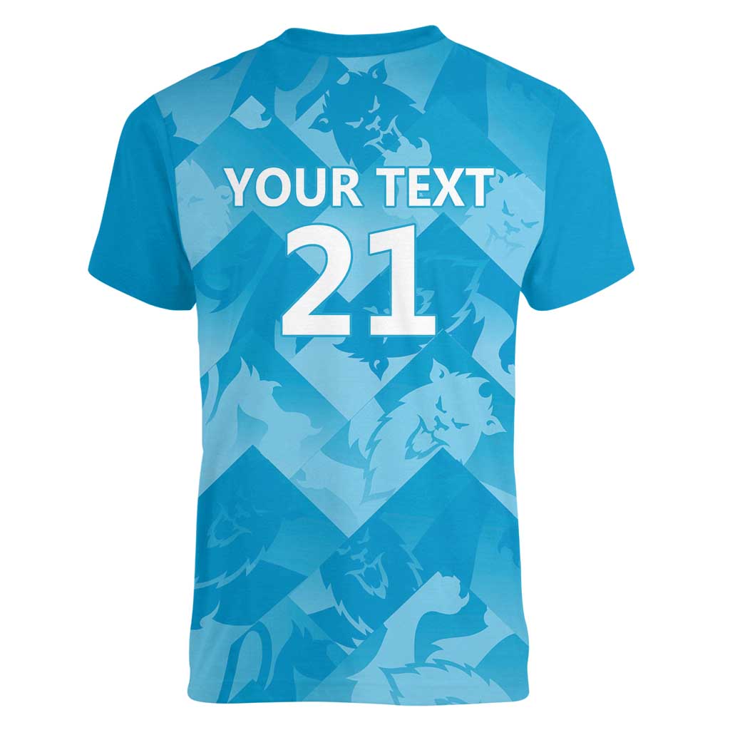 England Cricket Custom Women V-Neck T-Shirt Three Lions Inspiration - Wonder Print Shop
