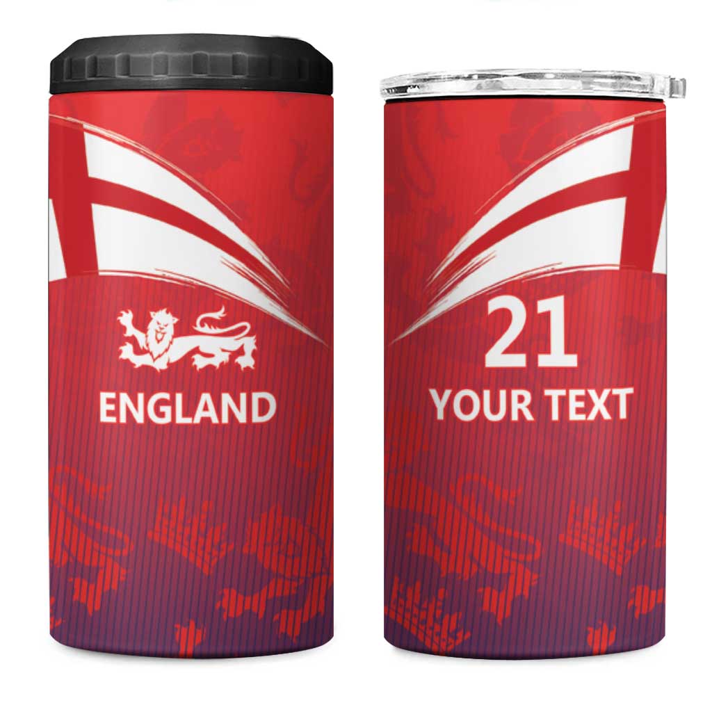 England Cricket Custom 4 in 1 Can Cooler Tumbler Three Lions With Flag LT9 - Wonder Print Shop