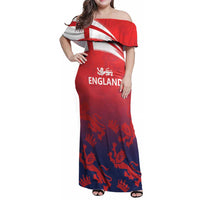 England Cricket Custom Family Matching Off Shoulder Maxi Dress and Hawaiian Shirt Three Lions With Flag LT9 - Wonder Print Shop