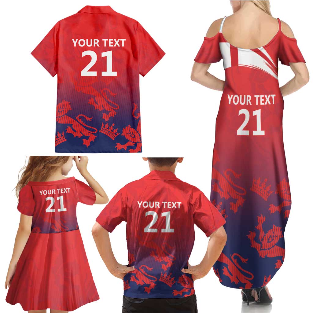 England Cricket Custom Family Matching Summer Maxi Dress and Hawaiian Shirt Three Lions With Flag - Wonder Print Shop