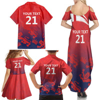 England Cricket Custom Family Matching Summer Maxi Dress and Hawaiian Shirt Three Lions With Flag - Wonder Print Shop