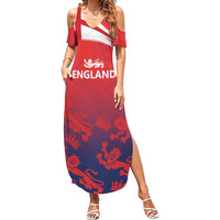 England Cricket Custom Family Matching Summer Maxi Dress and Hawaiian Shirt Three Lions With Flag - Wonder Print Shop