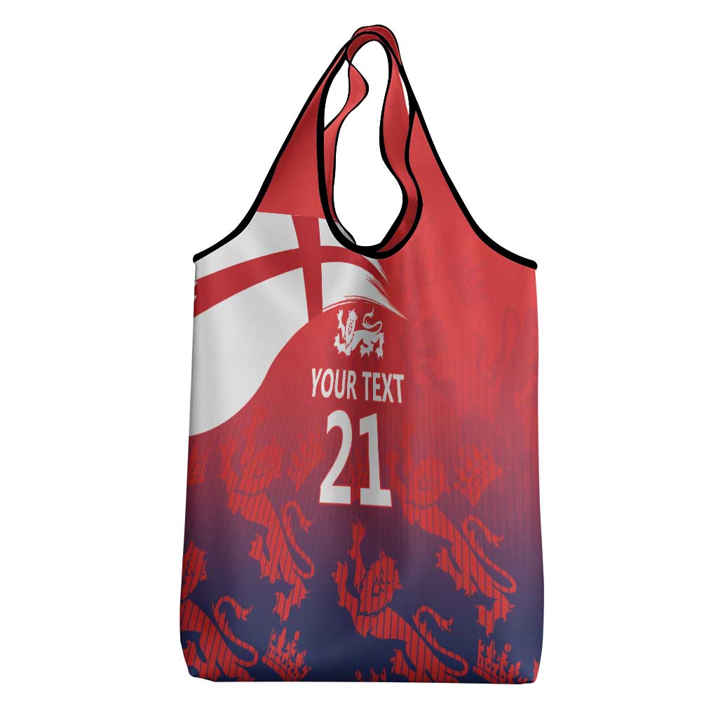 England Cricket Custom Grocery Bag Three Lions With Flag