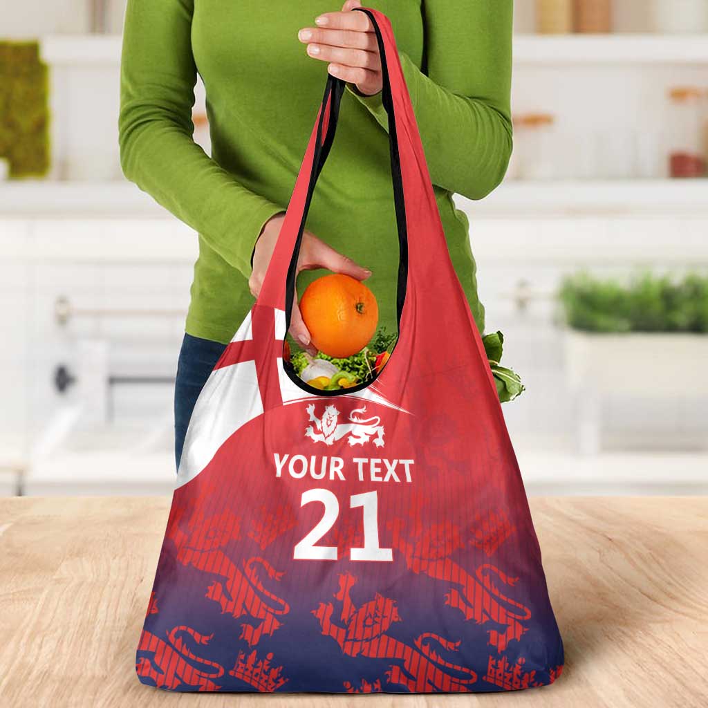 England Cricket Custom Grocery Bag Three Lions With Flag