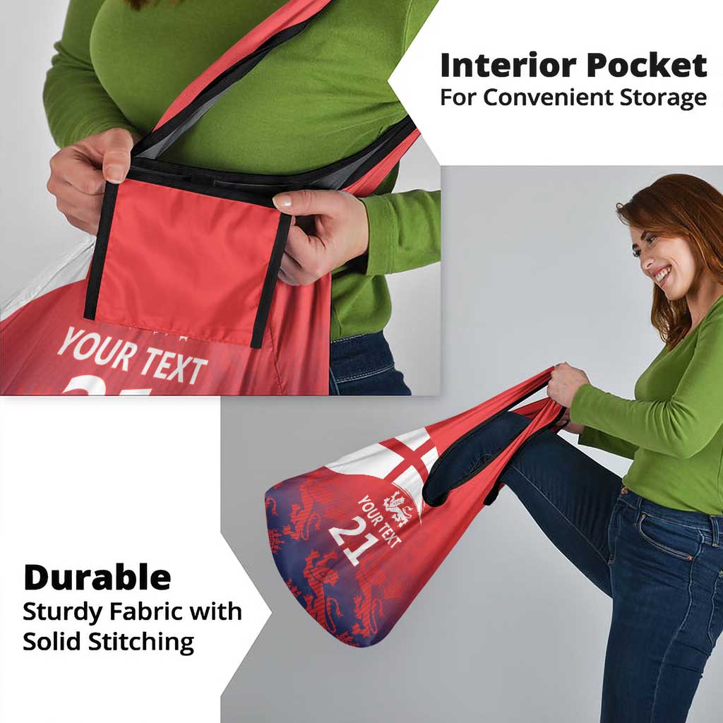 England Cricket Custom Grocery Bag Three Lions With Flag