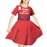 England Cricket Custom Kid Short Sleeve Dress Three Lions With Flag - Wonder Print Shop