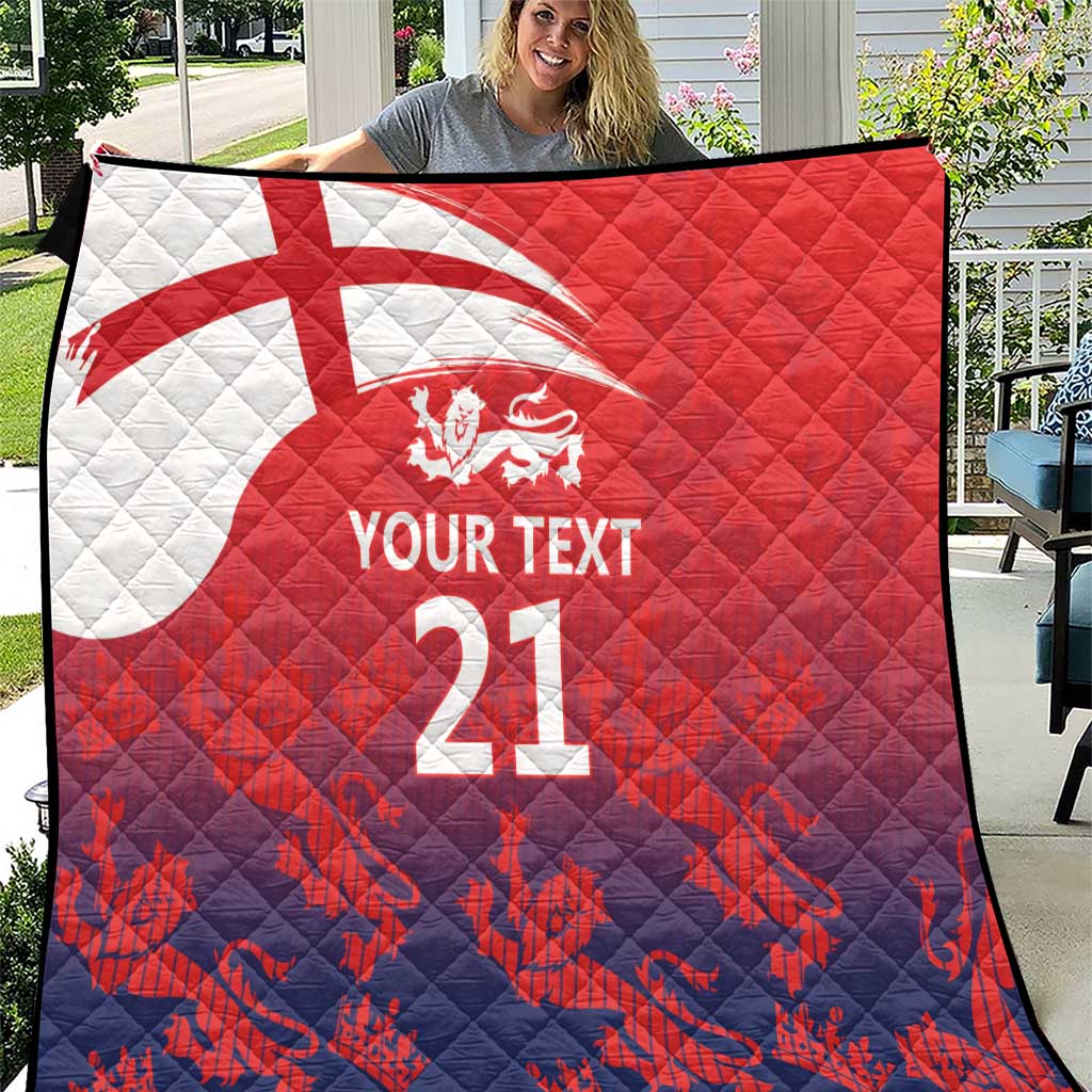 England Cricket Custom Quilt Three Lions With Flag - Wonder Print Shop